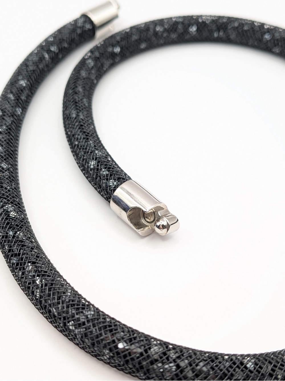 Swarovski Stardust Black Crystal Mesh Double Wrap Bracelet Magnetic Clasp - Picture 5 of 7